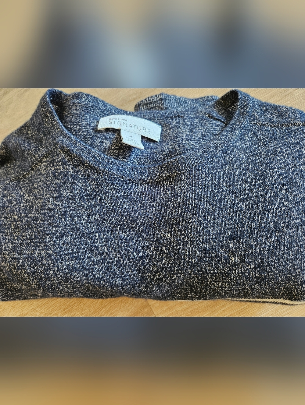 Nordstrom Signature Cashmere Linen Blue Stripe Mens Crewneck Sweater - MEDIUM - Picture 4 of 6
